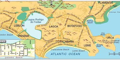Карта пляжей в Рио-де-Жанейро